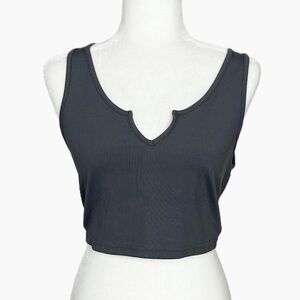 SHEIN RIBBED CROP TANK TOP NOTCH NECKLINE SIZE LARGE